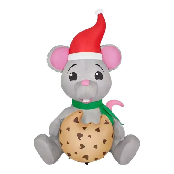 6.5 ft LED Animated Mouse Eating a Cookie Christmas Inflatable Airblown NEW - Picture 7 of 9